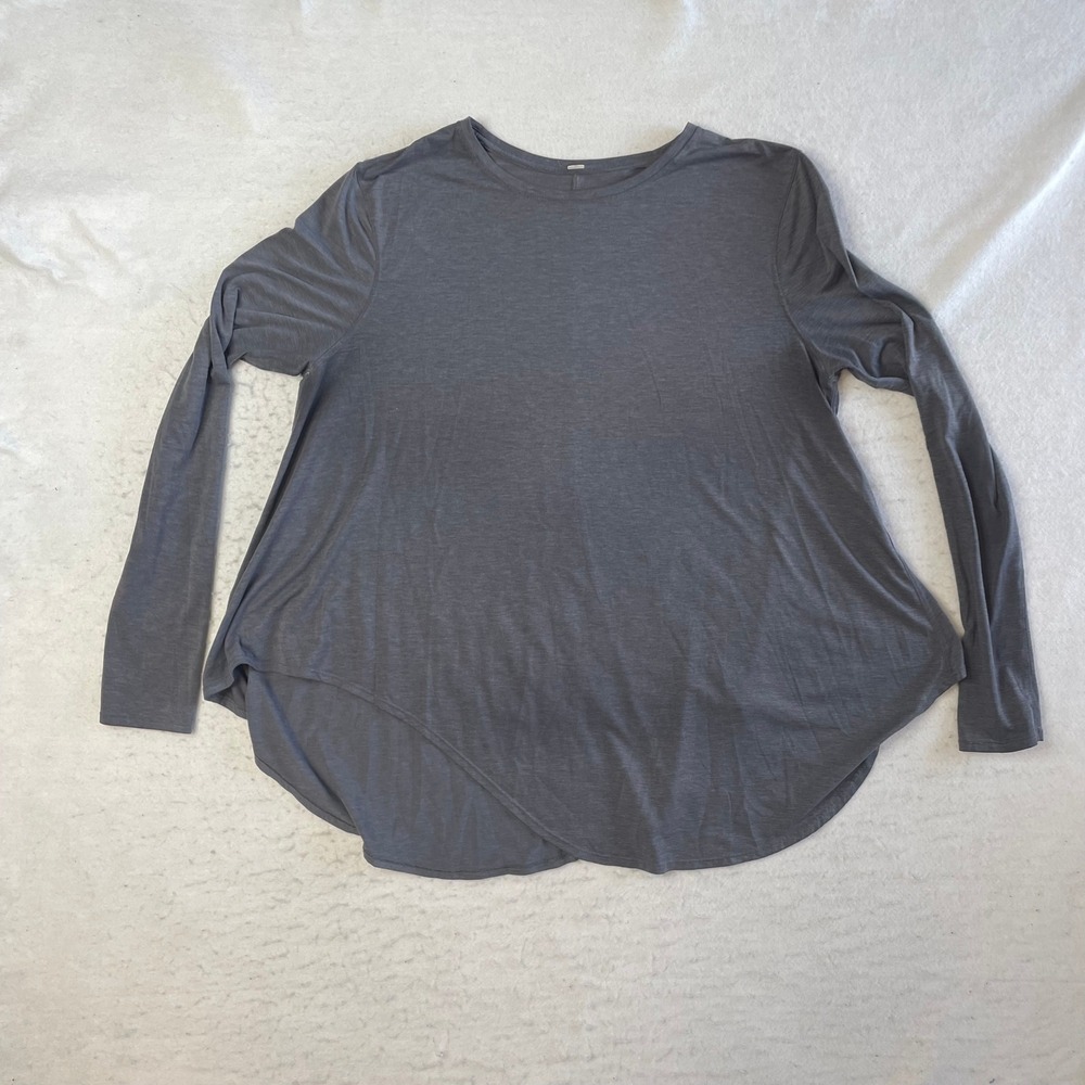 Lululemon Back In‎ Action Long Sleeve Shirt Womens Gray Heathered High Low Hem